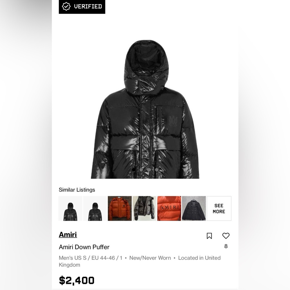 AMIRI Black Puffer Jacket